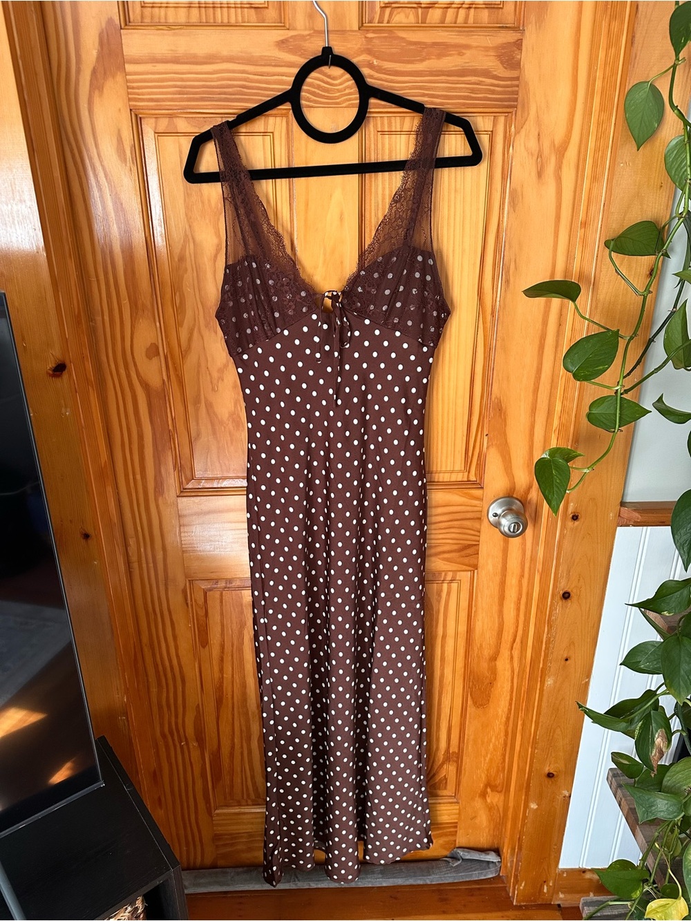 Gymboree Brown Polka Dot Lace-Trim Maxi Dress